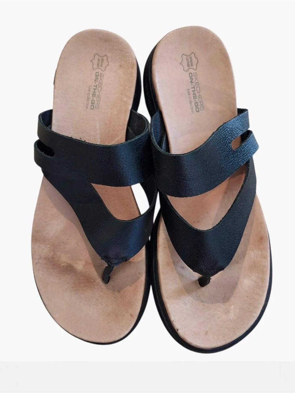 Skechers on the go luxe collection Comfort Women's Black Leather Sandals! Sz.10